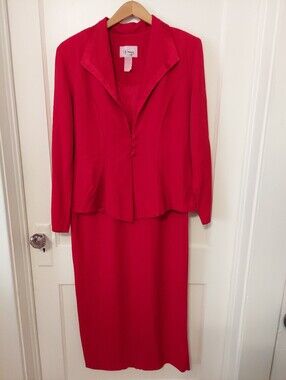 VTG 80/90s DJ Summers Maxi Dress/Jacket Womens 12 Red Cocktail Evening Christmas